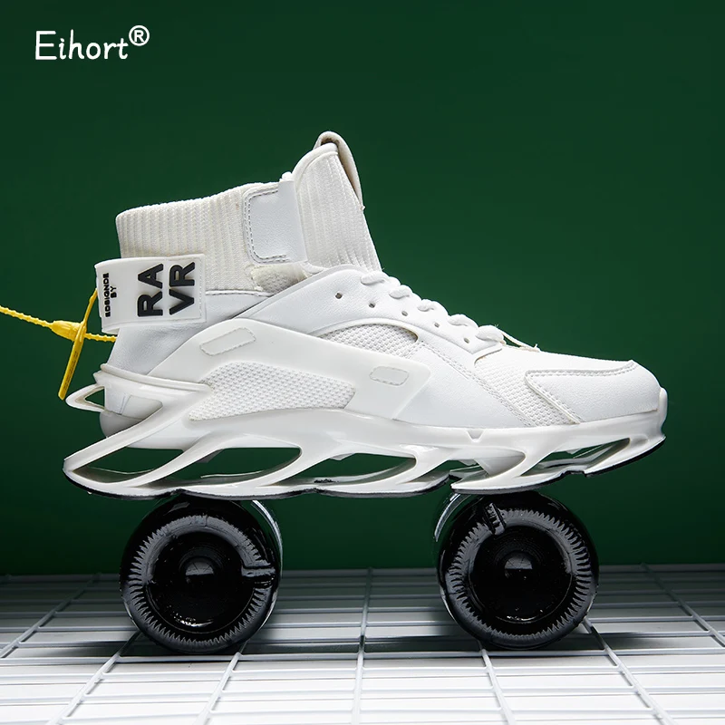 

Eihort Fashion Blade High-top Running Shoes Breathable Mesh Smooth Leather Men Sneakers Outdoor Non-slip Leisure Sports Shoes 46