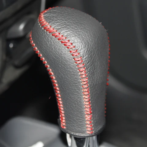 Чехлы для Suzuki Jimny Swift Grand Vitara, черные кожаные, Прошитые вручную, ручка переключения рулевого механизма автомобиля, чехол для ручки переключения передач