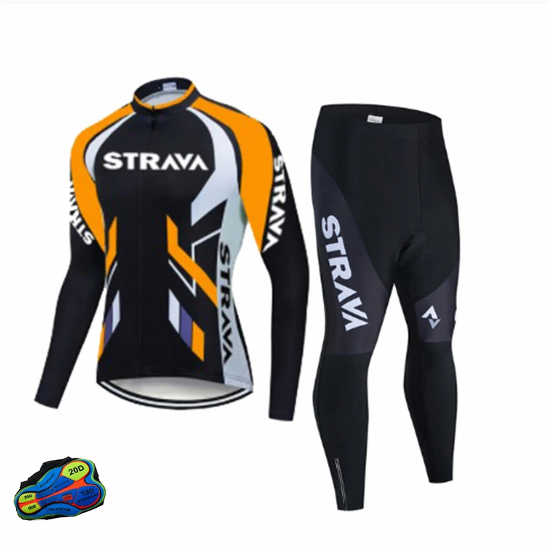 

NEW STRAVA Quick Fit Sportswear Race Jersey set Bicycle Clothing Breathable Men Short Sleeve shirt Bike bib shorts 20D Gel pad