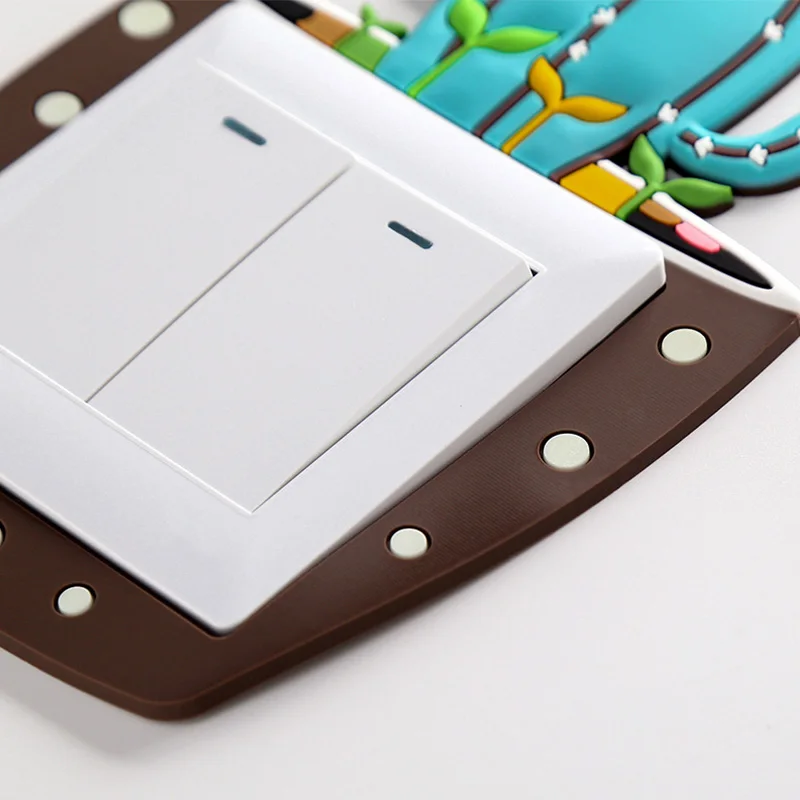 Милые Мультяшные 3D флуоресцентные силиконовые наклейки на стену С КАКТУСОМ ВКЛ