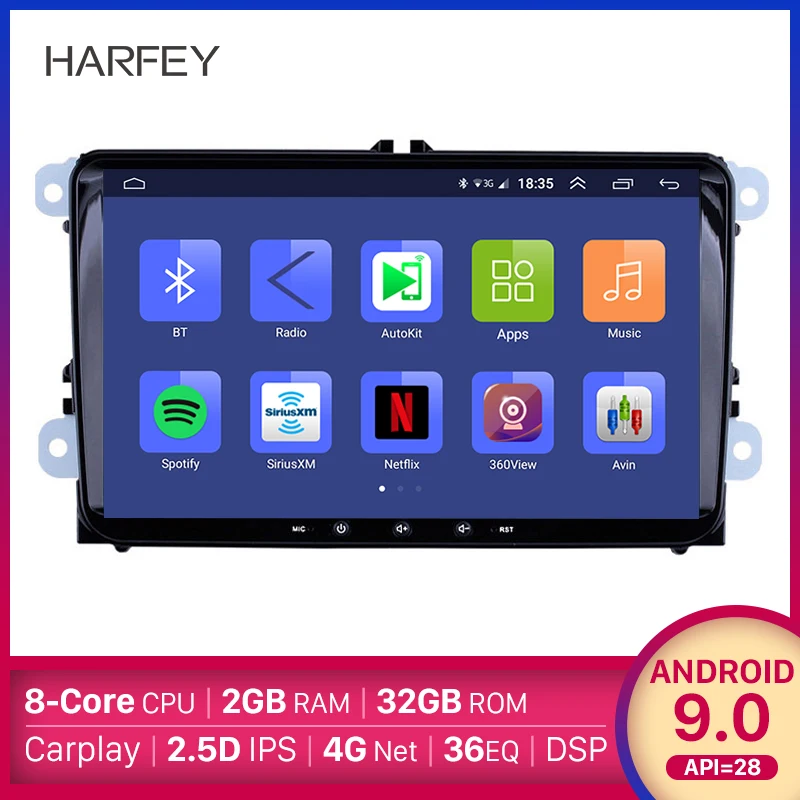 Harfey Android 9 0 GPS Navi Автомобильный мультимедийный плеер для Skoda/Seat/Volkswagen/VW/Passat b7/POLO/GOLF 5