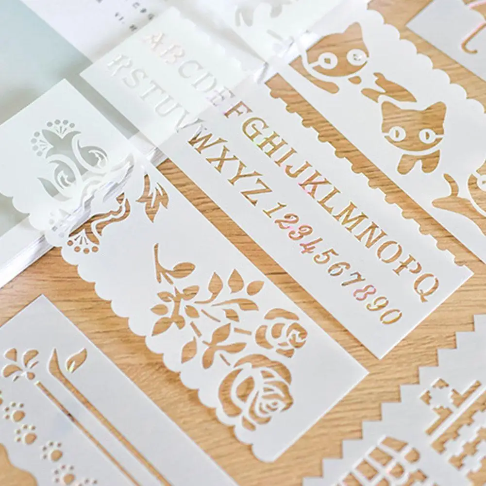 

8pcs/set Tree Leaf Flower Cute Cat DIY Layering Stencils Decorativ Painting Album Coloring Embossing Scrapbook Drawing Temp D3C3