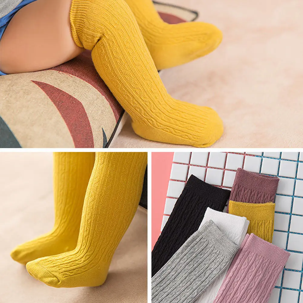 Новые брендовые милые чулки по колено для мальчиков и девочек хлопковые теплые