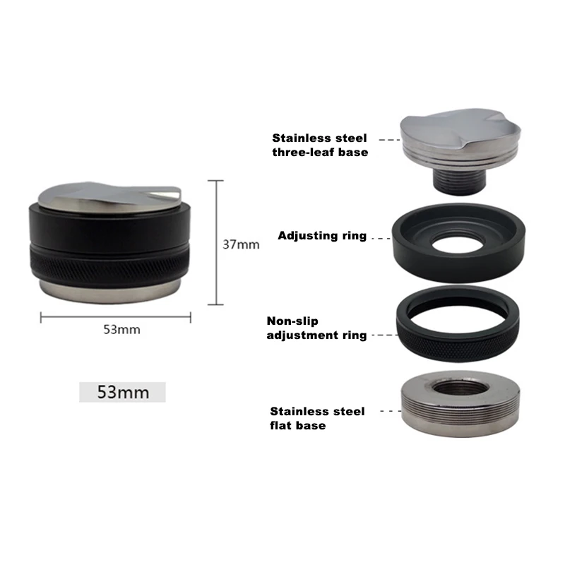 

53mm Stainless Steel Coffee Distributor Leveler Tool Kitchen Macaron Coffee Tamper Coffee Bean Press Tool Coffee Powder Hammer