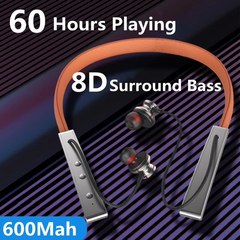 

Магнитные беспроводные Bluetooth-наушники 60H 8D Hifi, спортивные наушники с шейным ободом, гарнитура, наушники-вкладыши с микрофоном для iPhone, Samsung, ...