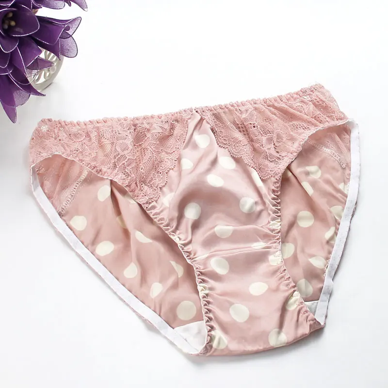 Женские атласные трусики из натурального шелка с высокой талией кружевные трусы