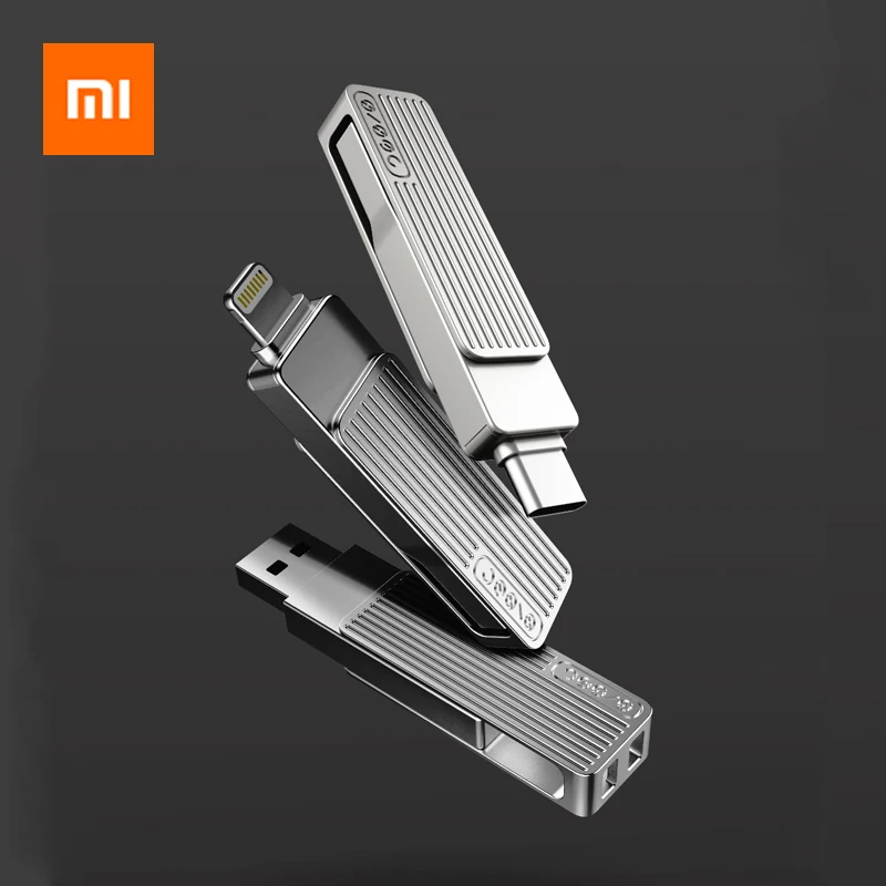 Металлический флэш накопитель Xiaomi USB 3 1 U Disk OTG с разъемом Lightning/Type C для iPhone 11