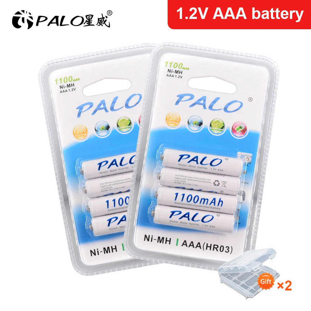 

PALO 4-24 pcs AAA 1100mAh NI-MH 1.2V Rechargeable Battery AAA 3A ni mh nimh 1.2 volt Original High Capacity Current Batteries