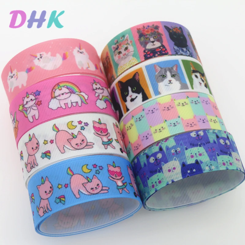

DHK 7/8 ''5 ярдов кот печатных Grosgrain ленточный аксессуар Hairbow Головные уборы украшения DIY Оптовая торговля OEM C1809