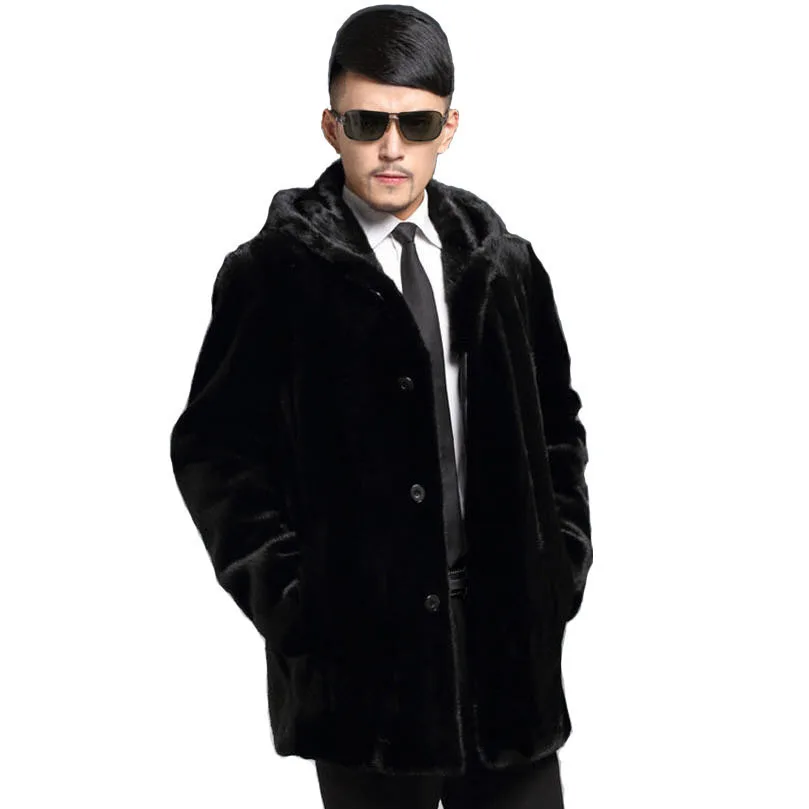 Мужская зимняя куртка 2020 с капюшоном из искусственного меха норки мужские