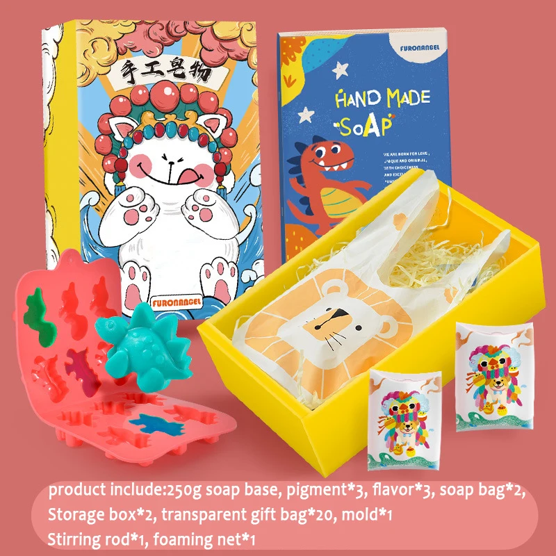 

DIY Children's Soap Tool Set Free Soap Base Mold and Gift Bag Children Homemade Soap Gift Practice Hand Washing Fun Handwork