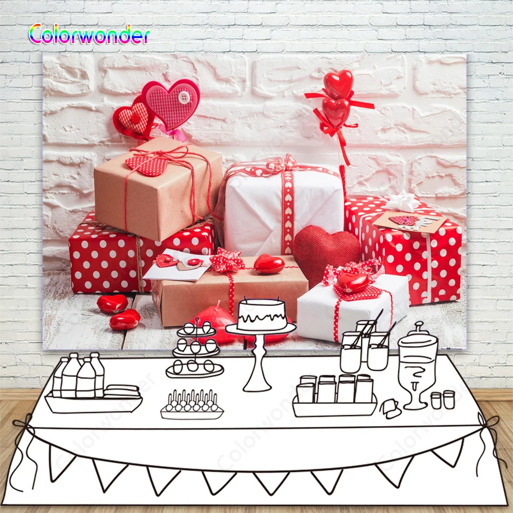 Виниловый фон для фотосъемки на День святого Валентина винтажный с кирпичной