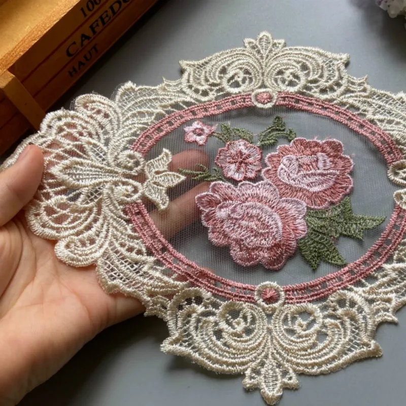 2 шт. вышитая Цветочная сетчатая кружевная лента для аппликации отделка чехлов