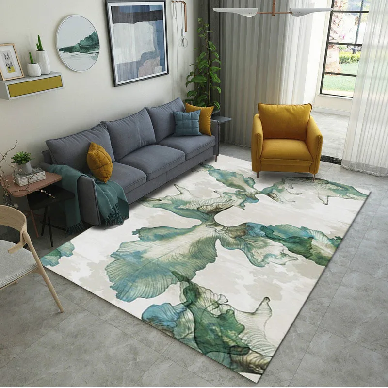 

Modern Living Room Decor Large Rugs Simple Printed Carpets Landscape Flower Green Leaf Big Carpet Parlor Sofa Floor Non-slip Rug