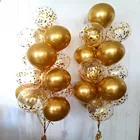 Украшения для дня рождения, хром, для детей и взрослых, 12 шт., золотые, металлические шары, конфетти, латексные шары