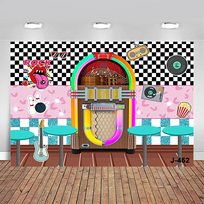 50s Retro Rock Roll Diner Party Backdrop Car Sock Hop Dance Photography Background Classic 1950s Baby Birthday Decor Banner