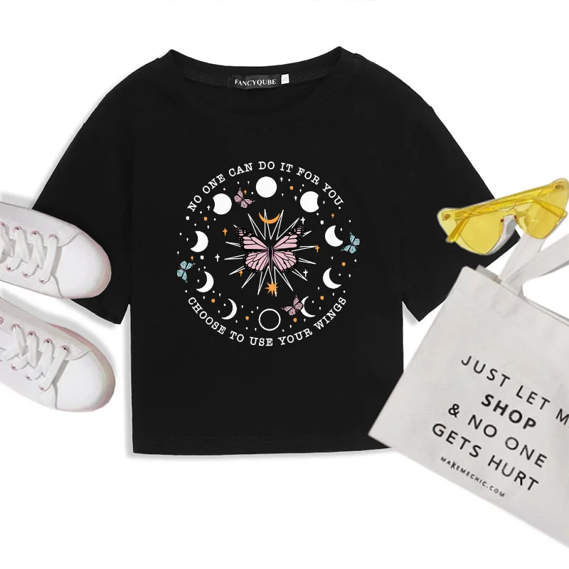 

Sexy Crop Tops Women Harajuku T-shirts Gothic Black Streetwear Harajuku Tshirt Printed Bodycon Top Female Short Sleeve Tee Shirt