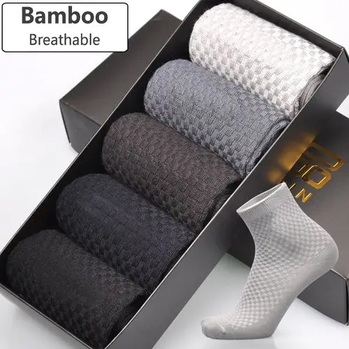 

Comfortable Men Bamboo Fiber Socks Casual Business Anti-Bacterial Deodorant Breatheable Man Long Sock 5 Colors By Random