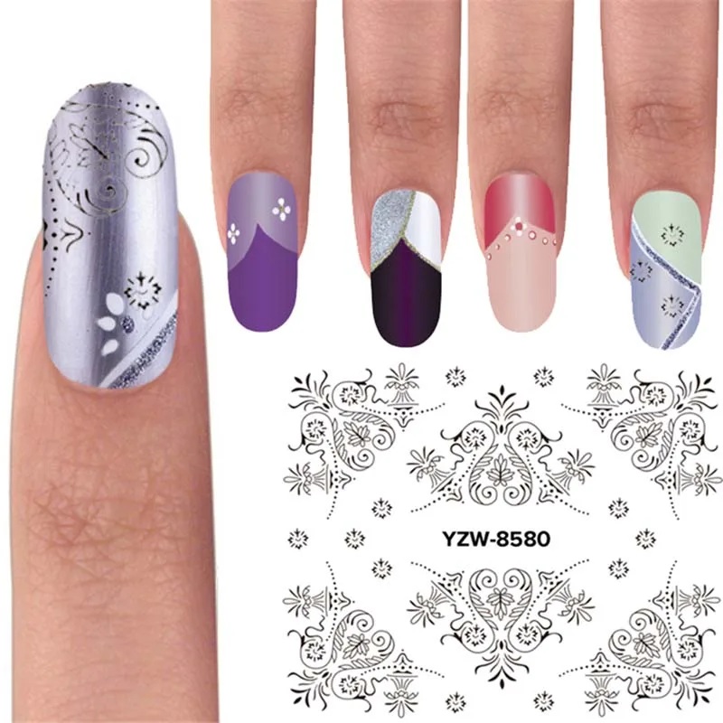 1 лист водных наклеек для дизайна ногтей полное покрытие сердце цветок