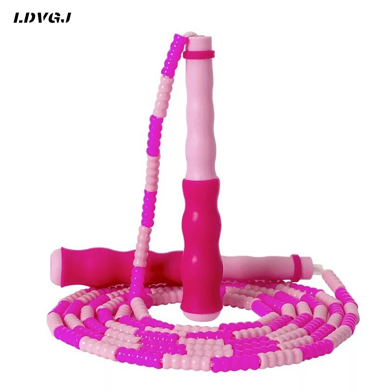 

High Quality Jump Rope Beaded PVC Family Sports Non-slip Fancy Bamboo Handle Hard / Soft Bead Lightweight Yoga Rope Skipping
