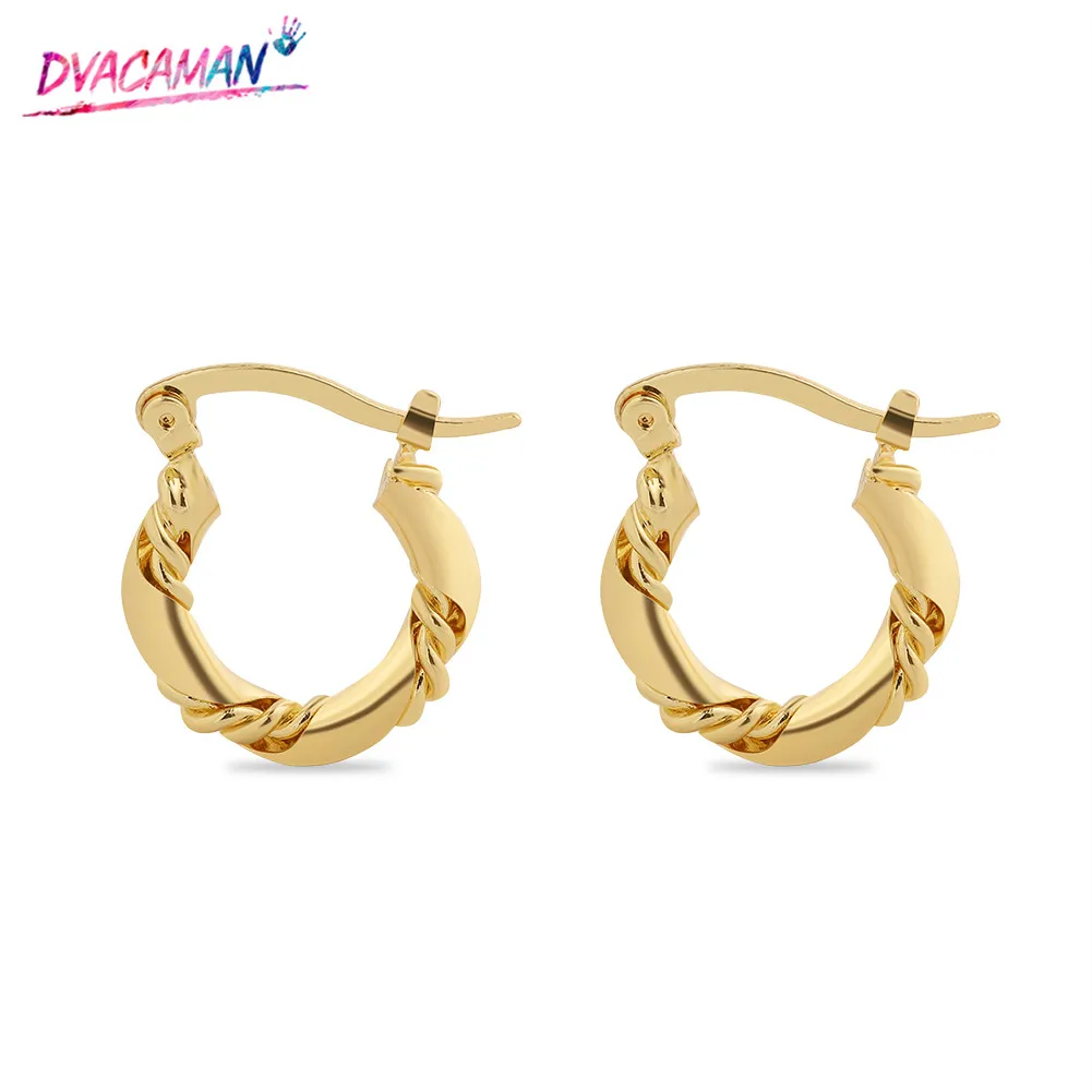 

Dvacaman High Qulity Gilded Metal Statement Earrings for Women 2020 Trendy Jewelry Twisted Small Hoop Earrings Party Gift Bijoux