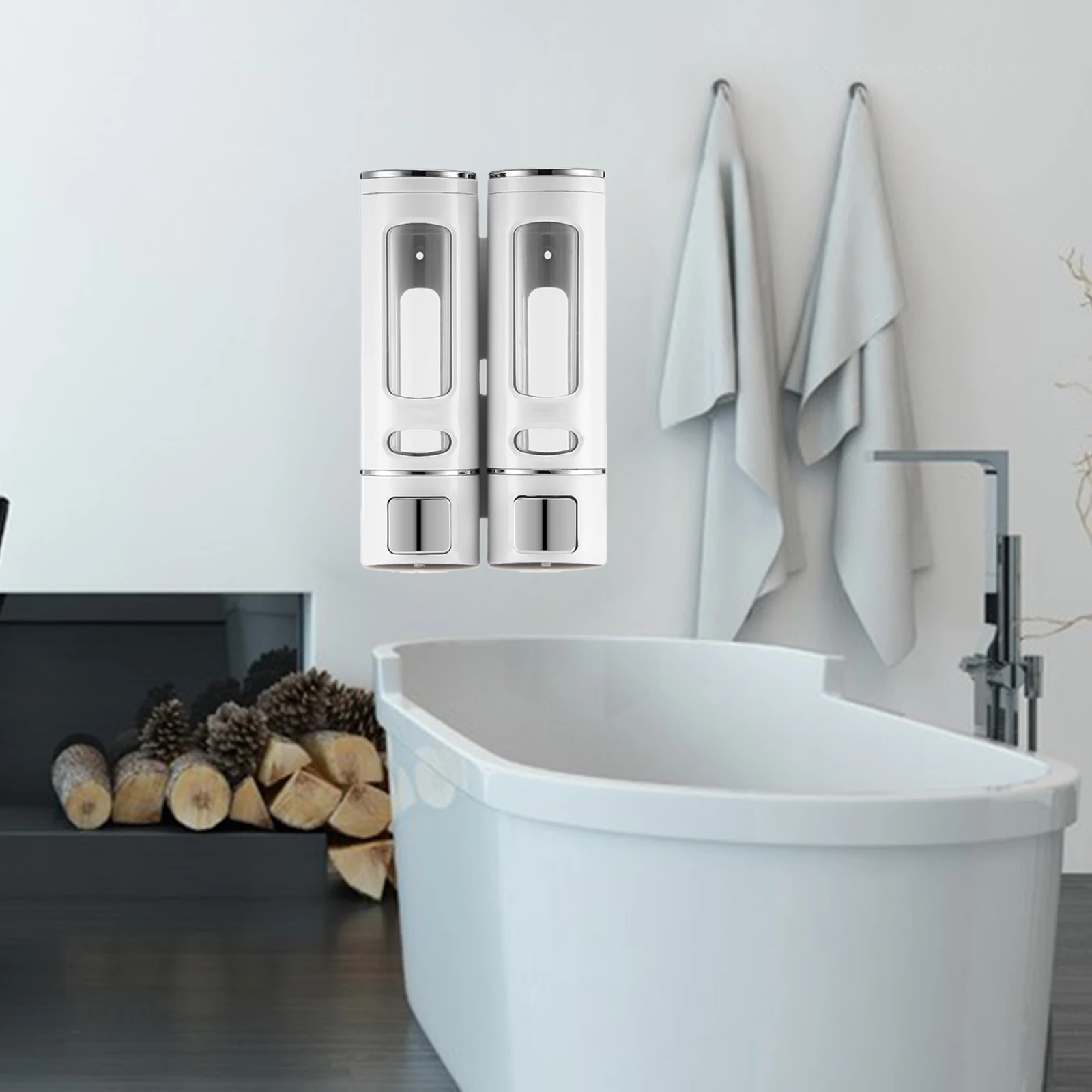 

ABS Hand Liquid Soap Dispenser Shower Shampoo Gel Container Wall Hanging Bathroom Kitchen Bank Hotel Restaurant Nail-Free