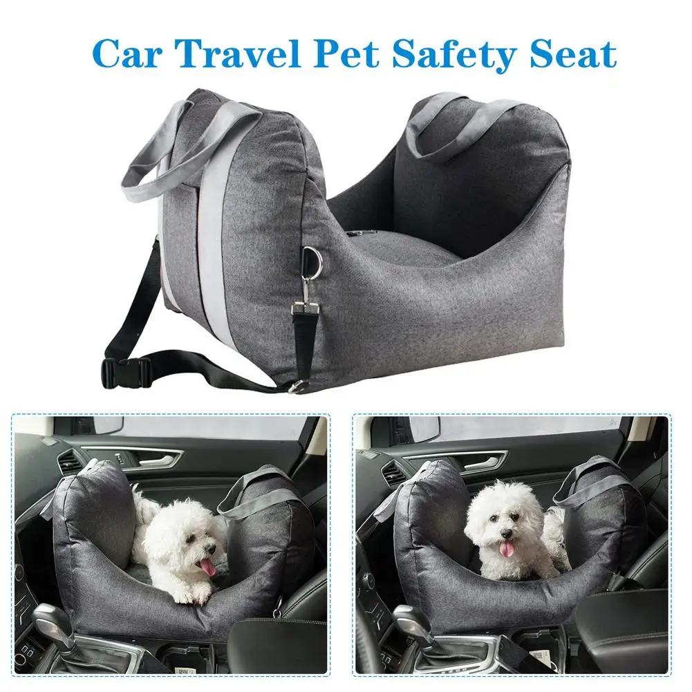 Asiento de coche del perro de elevador de asiento para mascota con asas para los asientos de coche peque&ntilde;o perro y gato asiento de seguridad port&aacute;til de viaje nido mascota-4
