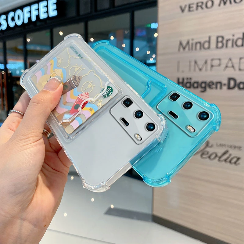 Clear Phone Case for Huawei P50 P40 P30 Mate 40 30 Pro Nova 7 8 5 6 5G Cover Card Slot Shockproof Camera Protect Soft Coque Capa
