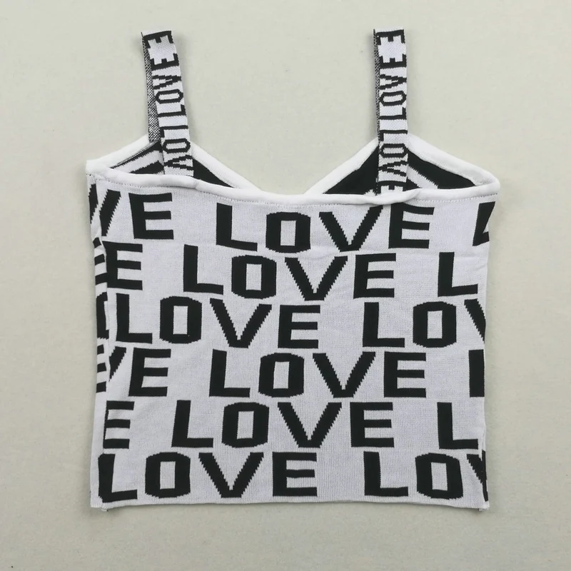 Топ женский из хлопка с V образным вырезом и надписью LOVE|Топы| |