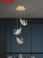 aosong nordic pendant light creative swan chandelier hanging lamp modern fixtures for living dining room