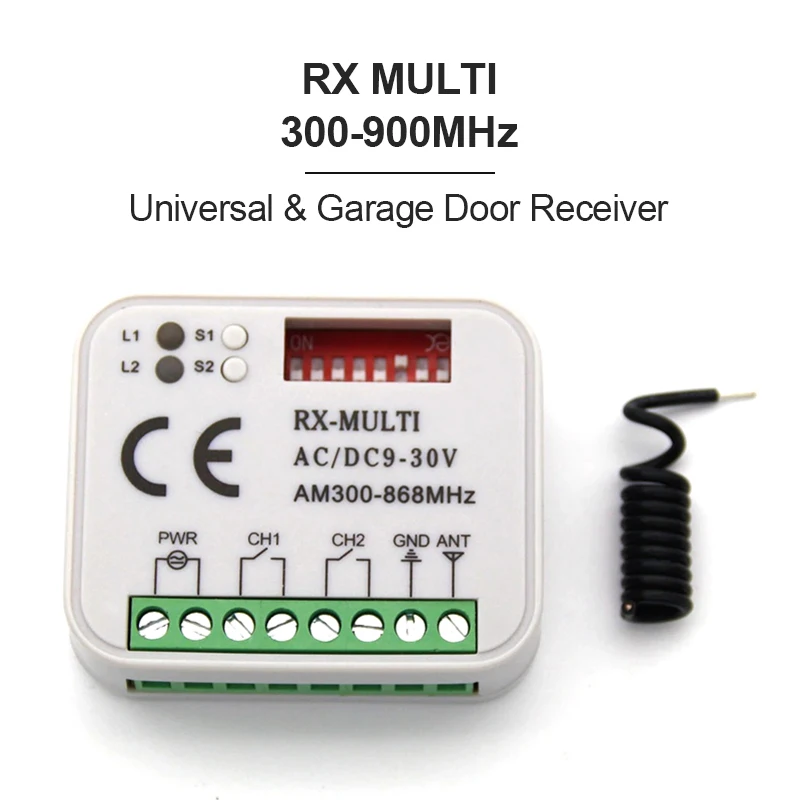 

Remote Control Switch Receiver 433MHz 868MHz 390 MHz RX Multi-frequency Receiver AC/DC 9-30V 300-868MHz Garage Gate Door Receive