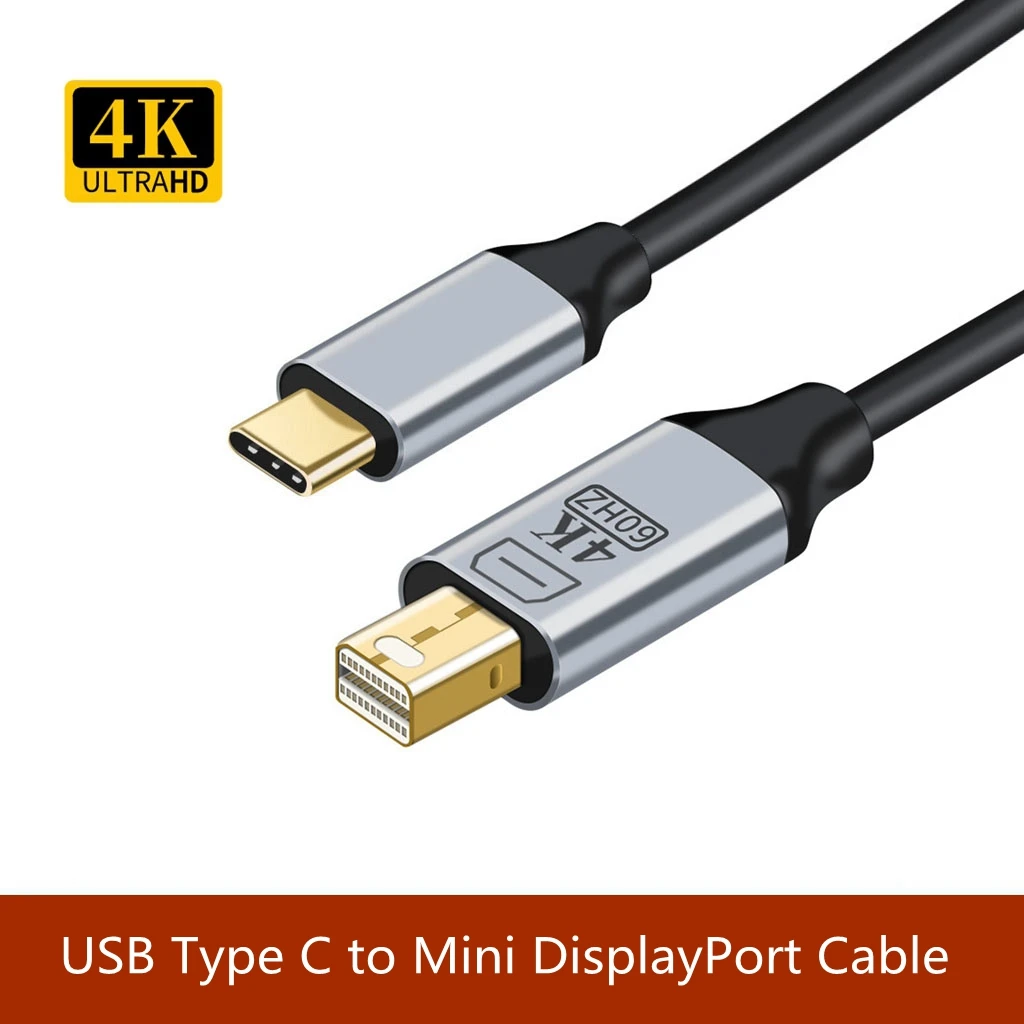 Кабель монитора 1 8 м USB Type C 3 на Mini DisplayPort DP отображает штекер 4K @ 60 Гц для Thunderbolt