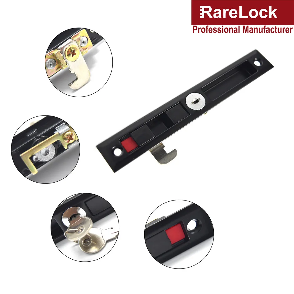 Rarelock раздвижные двери замок черный цвет 2 латунный ключ Спальня Гостиная Ванная комната мебель защелка замок MMS226 dd