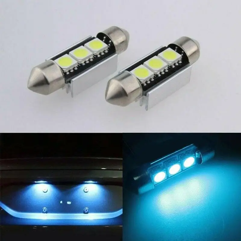 

1x36mm 6411 Car LED License Plate Light Lamp Bulbs 6418 C5W LED Bulbs 5050 12V 3W Bright Ice Blue Car Lights Car Accessories