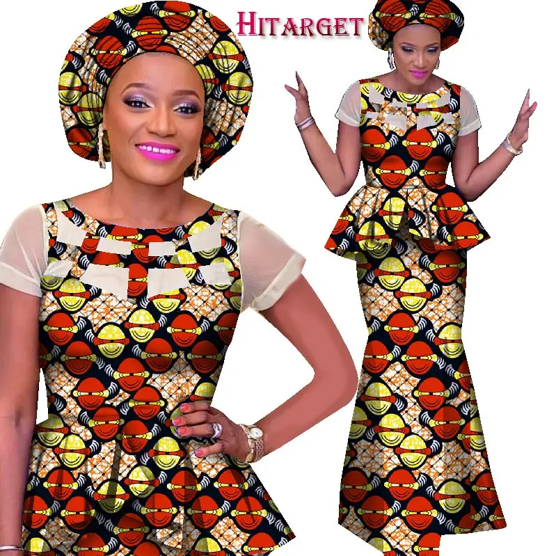 Комплект с юбкой и юбкой-годе ручной работы Африканским принтом Анкары |