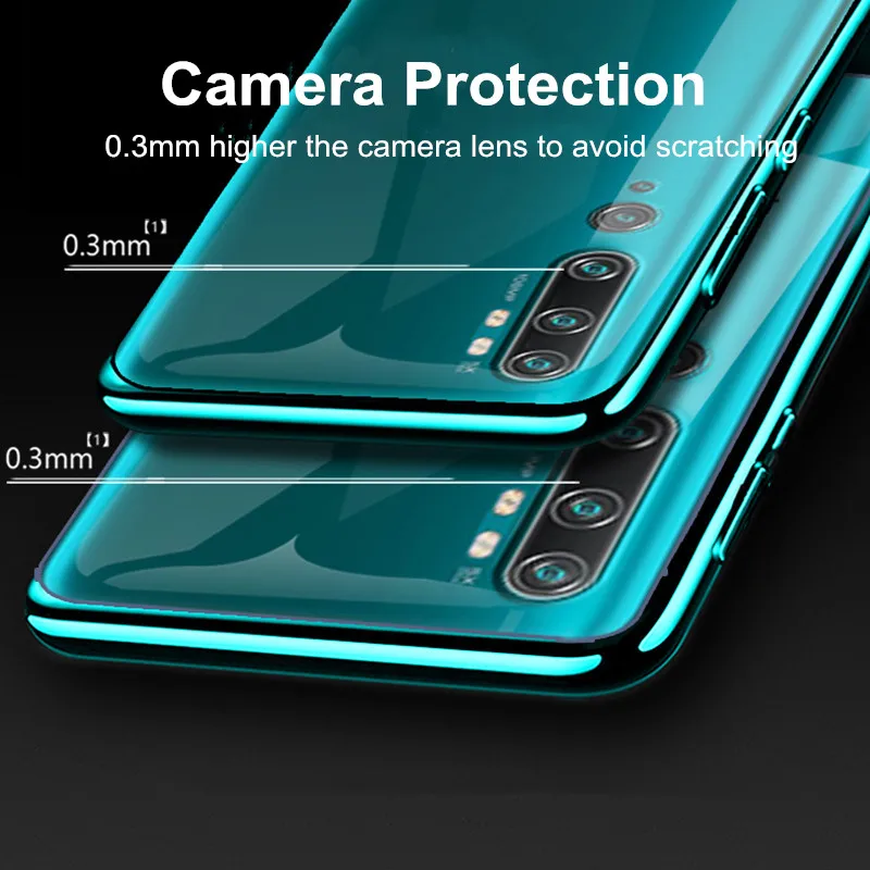 Чехол для Xiaomi Mi Note 10 Pro мягкий прозрачный чехол из ТПУ с лазерным покрытием