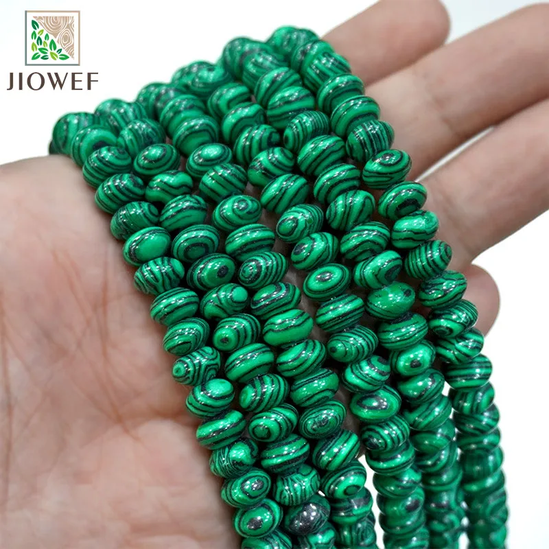 

8mm Green Malachite Rondelle Beads Loose Spacer Chains Beads DIY Accessories Bracelets Earrings for Jewelry Making 15'' Strands