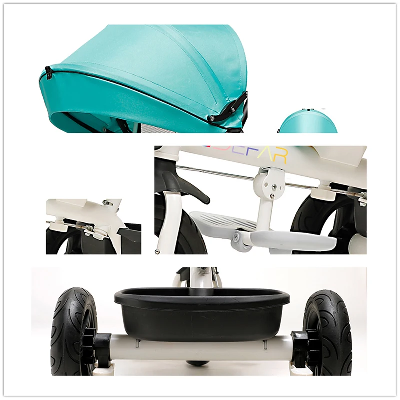Infant Shining Baby Tricycle Ride on Toys 4 In 1 Three Wheels Stroller Children Bike Seat Multi-function for 1-6Y Children