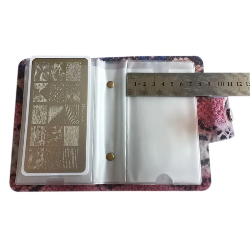 Лак для ногтей пластины стемпинга держатель Чехол 3 Цвета змея серии круглый