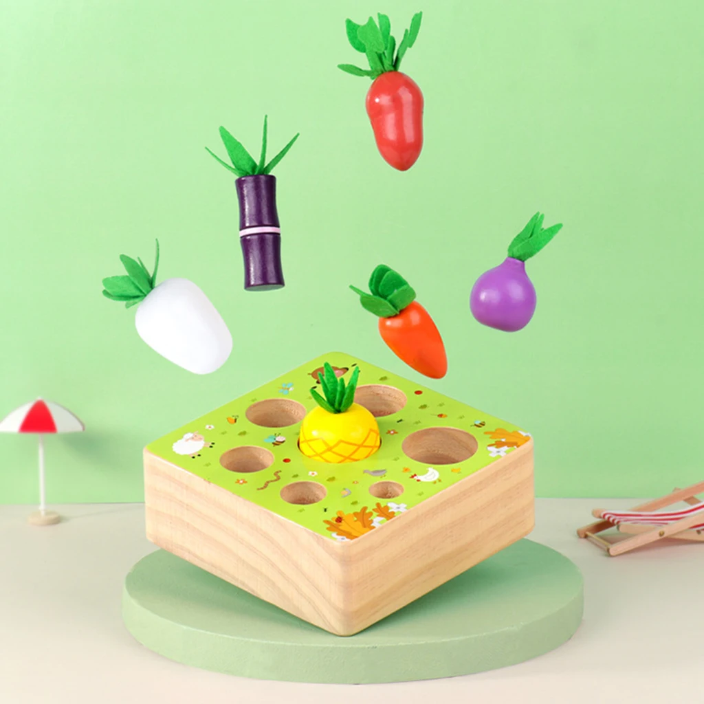 

Vegetable Fruit Harvest Matching, Wood Baby Montessori Toy, present for Boys Girls Kids Toddlers