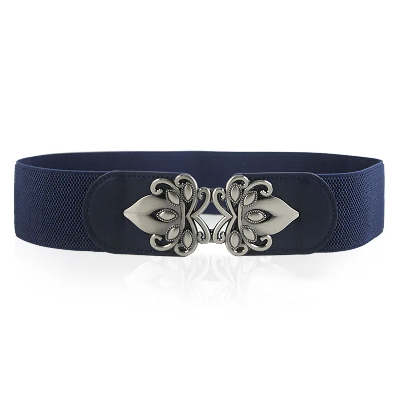 Style A-Dark Blue Горячий Женский 6 см широкий эластичный пояс-стрейч ремень под кожу аллигатора леди каммербенд Тощий мягкий вокруг талии полоса простой женский пояс - Цвет: Style A-Dark Blue