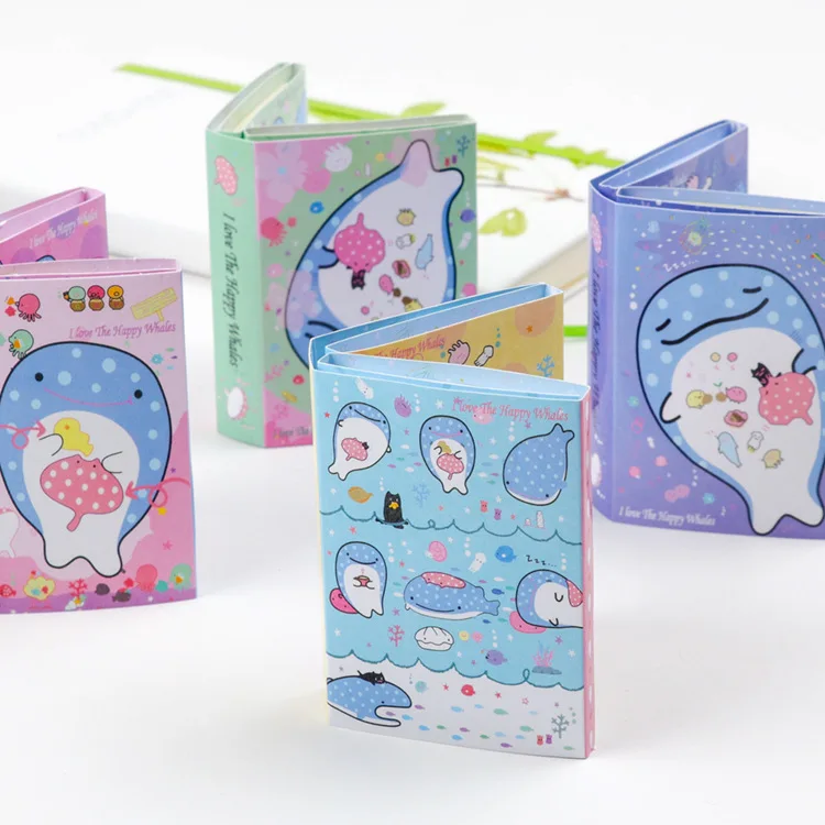 

1 pcs Flower Whale Memo Pads Notepad paper Kawaii Stickers sticky notes Stickers for school/ Cute Korean Stationery