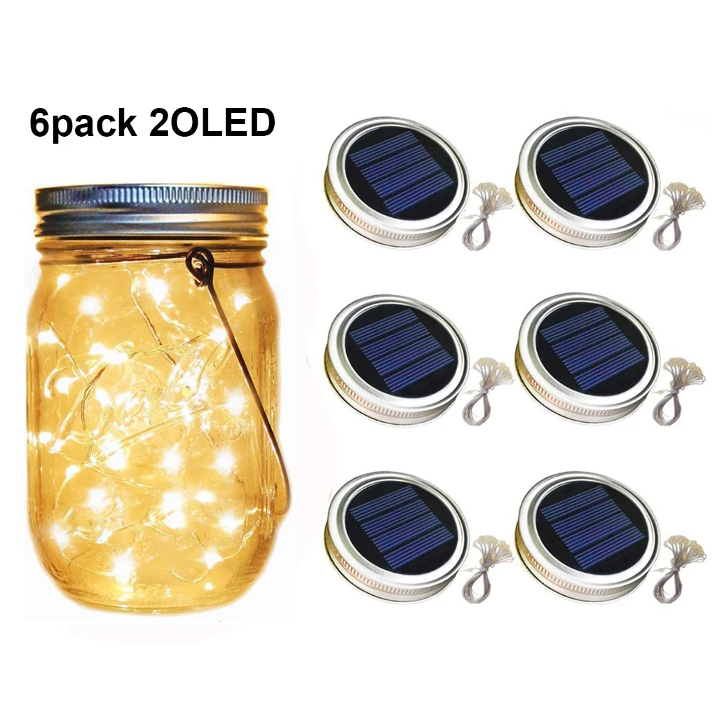 

6X Solar Led Fairy Light Outdoor Mason Jar Bottle Lid String Light LED Colorful Wedding Garland Garden Lantern Christmas Decor