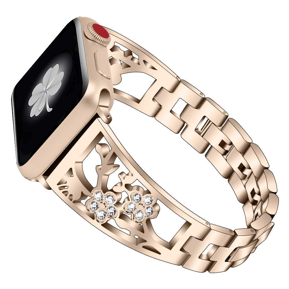 Женский алмазный браслет со стразами для Apple Watch 38 мм 42 мм металлический браслет из нержавеющей стали ремешок для iWatch 40 мм 44 мм серия 5 4 3 2