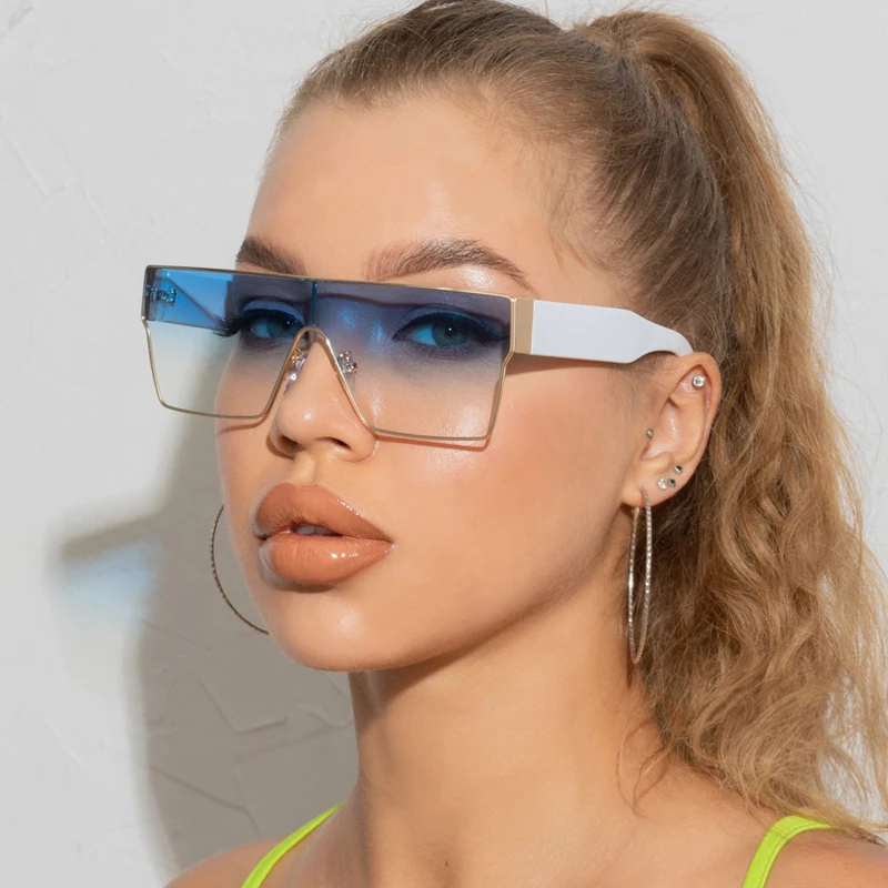 

Квадратные Солнцезащитные очки для женщин 2021 Роскошные брендовые модные с плоским верхом синие черные прозрачные линзы цельные мужские Gafas...