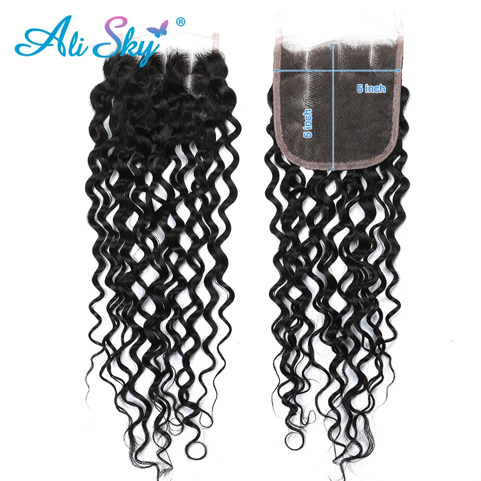 Волосы Alisky перуанские Волнистые волнистые 5x5 кружевные застежки с детскими