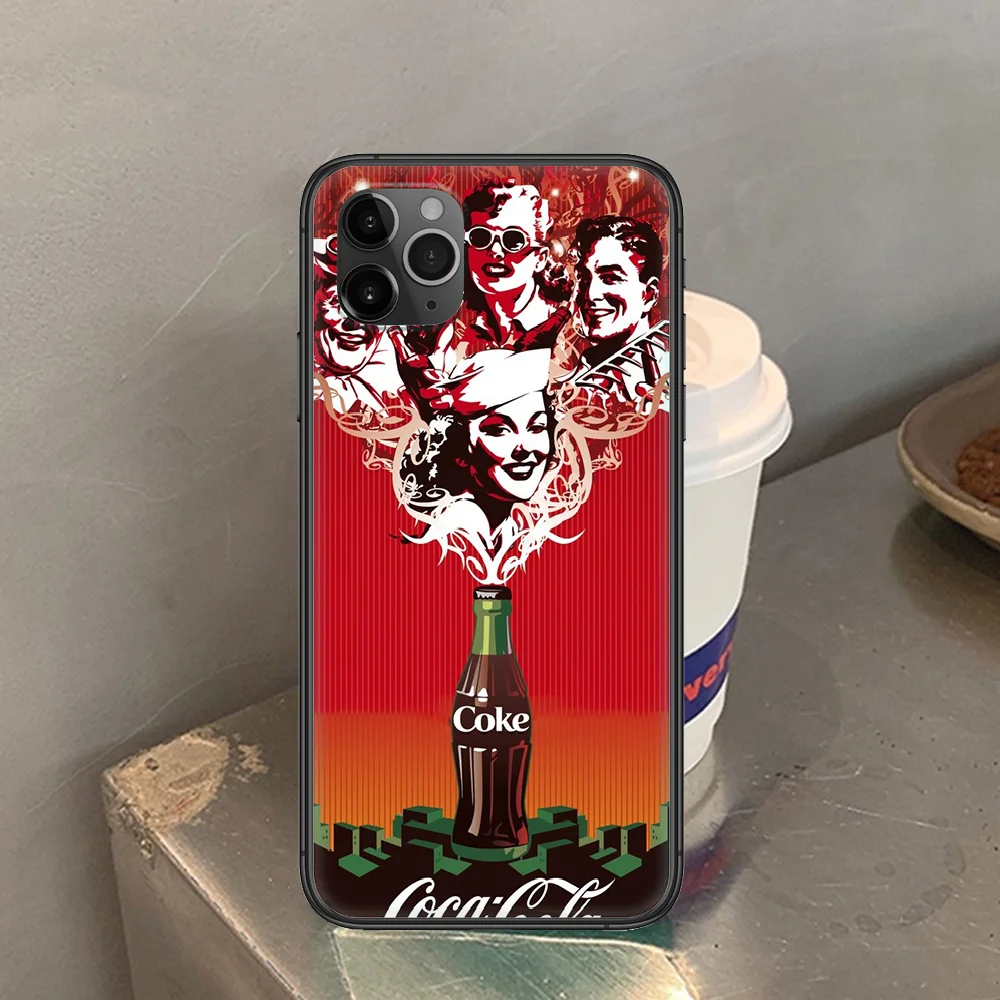

cokes Sparkling drink Phone Case Cover Hull For iphone 5 5s se 2 6 6s 7 8 12 mini plus X XS XR 11 PRO MAX black fashion back tpu
