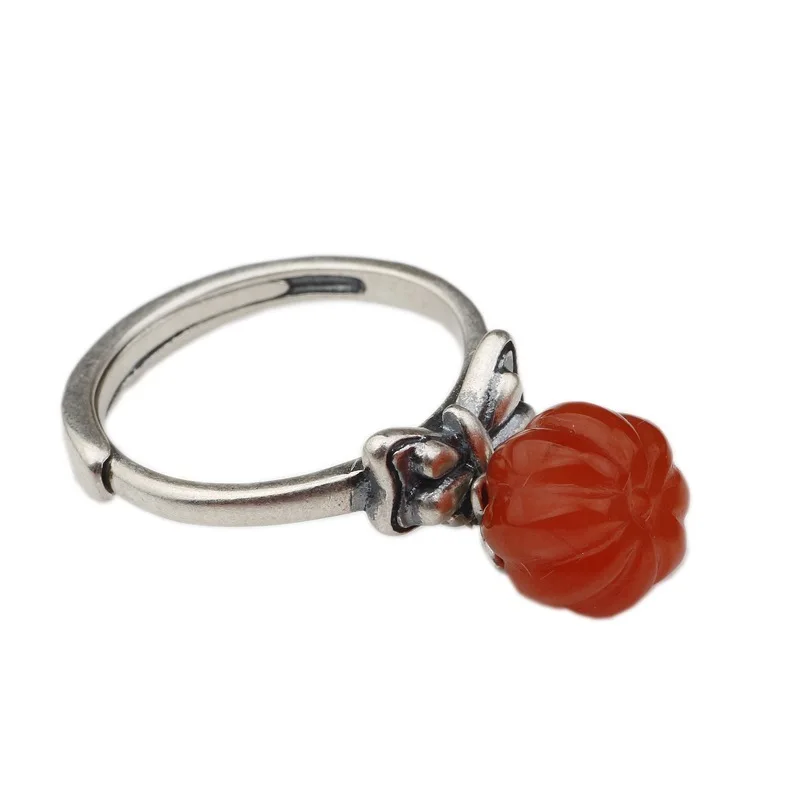 

silver wholesale new s925 pure silver matte style restoring ancient ways south red ring bowknot openings give female