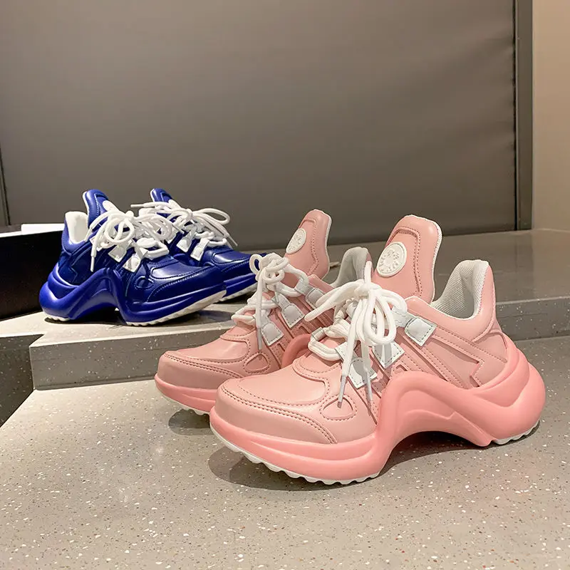

Brand Design Shoes Women 2021 Fashion Sneakers Sport Trainers Ladies Pink Chunky Sneakers