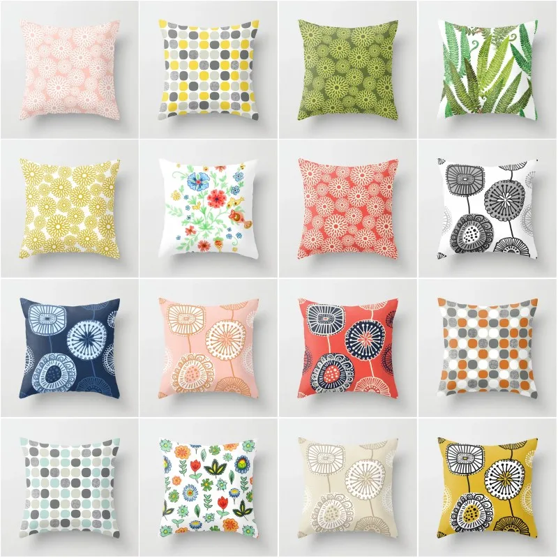 

XUNYU Geometric Flower Cushion Cover Throw Pillowcase Home Decorative Sofa Pillow Case 45x45cm YL011